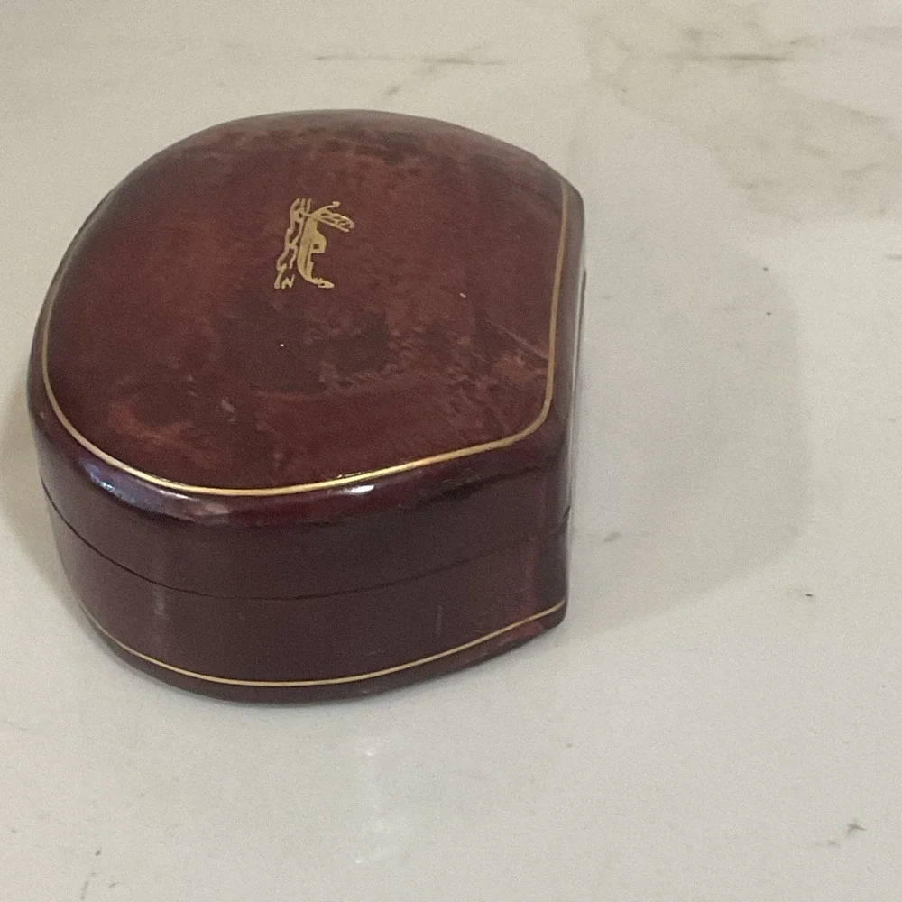 Vintage Leather Box Trinket Jewelry Made In Italy Gold Gondola Design 4